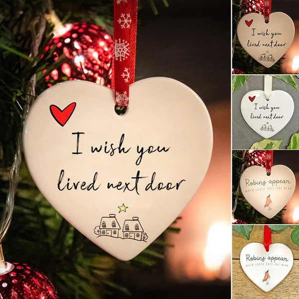 Christmas Heart Ceramic Charm