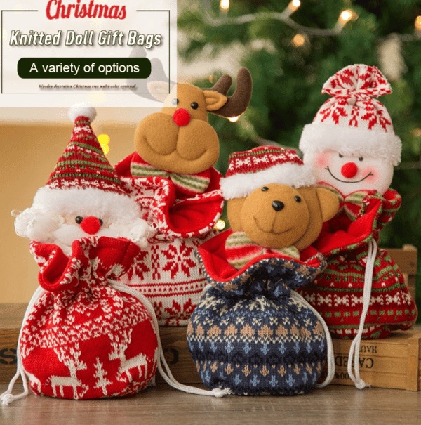 Lovely  Knitted Doll Christmas Gift Bags