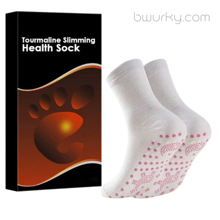 Tourmaline Acupressure Self-Heating Shaping Socks 1 Pair - $19.97 / White L (300 Ibs-400 Ibs)